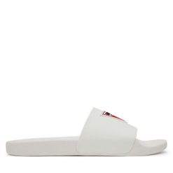 Klapki Guess. Białe klapki męskie Guess, z aplikacjami, bez zapięcia. Za 199.99 zł.