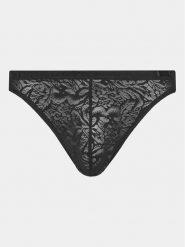 HOM Stringi 402886 Czarny. Czarne majtki damskie HOM, z materiału. Za 79.99 zł.