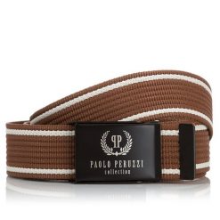 Pasek męski parciany 115cm Paolo Peruzzi brąz PW-08. Białe paski męskie Paolo Peruzzi, z materiału. Za 34.99 zł.