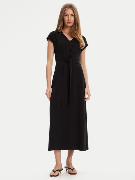 United Colors Of Benetton Sukienka letnia 3FJHDV01T Czarny Regular Fit. Czarne sukienki damskie United Colors Of Benetton, na lato, m, bez wzorów, z bawełny, bez kołnierzyka, bez ramiączek. Za 129.99 zł.