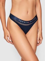 Tommy Hilfiger Stringi Thong UW0UW00064 Granatowy. Niebieskie majtki damskie Tommy Hilfiger, z bawełny. Za 79.99 zł.