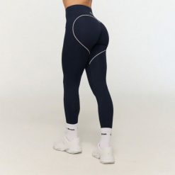 Legginsy damskie fitness z wysokim stanem niebieskie Varsity. Niebieskie legginsy damskie GYMBEAM, bez wzorów, z elastanu. Za 113.90 zł.