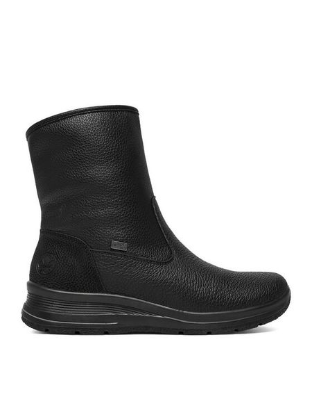 Rieker Botki CEO-L7760-00 Czarny. Czarne botki damskie Rieker, bez wzorów, ze skóry, bez obcasa, na płaskiej podeszwie, bez zapięcia. Za 389.99 zł.