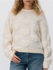 Strukturalny sweter - kremowy. Białe swetry nierozpinane damskie Reserved, l, bez wzorów, z dzianiny, bez kołnierzyka, bez ramiączek. Za 139.99 zł.