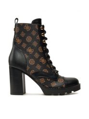 Guess Botki FL8NYD FAL10 Czarny. Czarne botki damskie Guess, z aplikacjami, ze skóry, bez obcasa, na słupku, bez zapięcia. Za 779.99 zł.