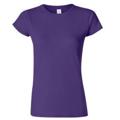 Koszulka Damska Krótki Rękaw Soft Style. Fioletowe bluzki damskie GILDAN, m, bez wzorów, sportowe, bez kołnierzyka, bez ramiączek. Za 28.99 zł.
