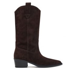 Kowbojki Vagabond Shoemakers. Brązowe botki damskie Vagabond Shoemakers, bez wzorów, bez obcasa, na słupku, bez zapięcia. Za 869.99 zł.
