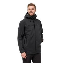 Kurtka turystyczna męska Jack Wolfskin Cyrox 3L JKT. Czarne kurtki męskie Jack Wolfskin, l, bez wzorów, z poliamidu, sportowe, z kapturem. Za 1,452.64 zł.