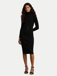 LAUREN RALPH LAUREN Sukienka dzianinowa 200P14784001 Czarny Slim Fit. Czarne sukienki damskie Lauren Ralph Lauren, na co dzień, l, bez wzorów, z bawełny, bez kołnierzyka, bez ramiączek, proste. Za 1,018.99 zł.