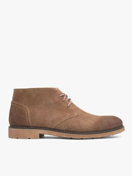 Piaskowe trzewiki Chukka. Brązowe botki męskie Ryłko, bez wzorów, z jeansu, eleganckie, za kostkę, bez obcasa, bez zapięcia. Za 549.99 zł.