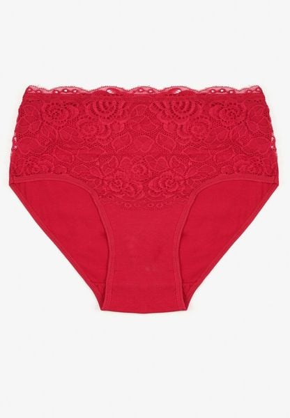 Bordowe Bawełniane Majtki Figi z Koronkowymi Zdobieniami Idissa. Czerwone majtki damskie Born2be, z bawełny. Za 9.99 zł.