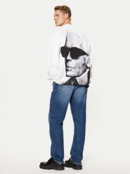 Karl Lagerfeld Jeans Bluza A1M20070 Biały Relaxed Fit. Białe bluzy męskie Karl Lagerfeld Jeans, m, bez wzorów, z bawełny, bez ramiączek, bez kaptura. Za 429.99 zł.