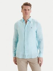 Tommy Hilfiger Koszula Bengal MW0MW42400 Turkusowy Regular Fit. Niebieskie koszule męskie Tommy Hilfiger, l, bez wzorów, ze lnu, bez kołnierzyka, bez ramiączek. Za 489.99 zł.
