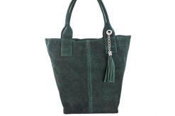 Shopper bag skórzany BARBERINI'S c. zielony 375/8-42. Zielone shopperki damskie Barberinis, bez wzorów, ze skóry, zamszowe, bez dodatków. Za 199.99 zł.