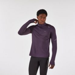 Bluza do biegania męska Kiprun Run 500 Warm ocieplana. Fioletowe bluzy męskie KIPRUN, m, bez wzorów, z elastanu, sportowe, bez ramiączek, bez kaptura. Za 109.99 zł.
