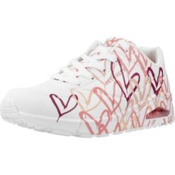 Buty do chodzenia damskie Skechers Uno Spread The Love. Białe obuwie sportowe damskie Skechers, bez wzorów, z materiału, bez zapięcia, trekkingowe, Skechers Sport. Za 404.25 zł.