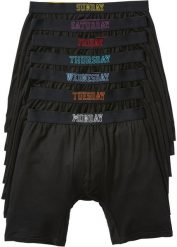 Długie bokserki, dopasowany fason (7 par). Czarne bokserki męskie bonprix, bez wzorów. Za 137.99 zł.