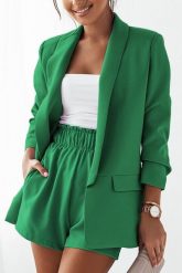 Niezapinana Marynarka w Soczystym Kolorze - Zielona. Zielone marynarki i żakiety damskie Ivon, bez wzorów, z elastanu, bez kołnierzyka, bez ramiączek. Za 189.90 zł.