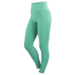 Legginsy damskie bezszwowe. Zielone legginsy damskie GUGGEN MOUNTAIN, bez wzorów, z elastanu. W wyprzedaży za 197.76 zł.