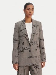 Desigual Marynarka 26SWEW03 Brązowy Regular Fit. Brązowe marynarki i żakiety damskie Desigual, bez wzorów, z syntetyku, bez kołnierzyka, bez ramiączek. Za 539.99 zł.