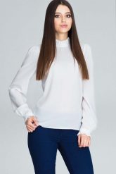 Ecru Bluzka ze Stójką z Riuszką. Bluzki damskie Figl, l, bez wzorów, z elastanu, bez kołnierzyka, bez ramiączek. Za 179.00 zł.