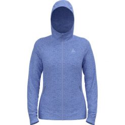 Bluza rozpinana z kapturem damska ODLO Tencia Mid Layer Hoody Full Zip. Niebieskie bluzy damskie ODLO, xl, bez wzorów, sportowe, bez ramiączek, z kapturem. Za 479.99 zł.