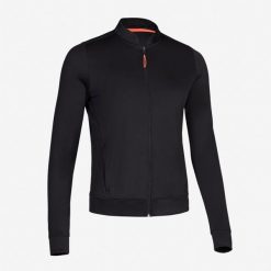 Bluza do biegania damska Kiprun Run 100 Dry. Czarne bluzy damskie KALENJI, na zimę, l, bez wzorów, z materiału, klasyczne, bez ramiączek, bez kaptura. Za 89.99 zł.