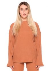 Bluza miękki na co dzień na siłownię. Brązowe bluzy damskie LEONE 1947 APPAREL, xl, bez wzorów, bez ramiączek, bez kaptura. Za 273.65 zł.