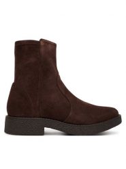 Clarks Botki Nella Bay 26327194 Brązowy ciemny. Brązowe botki damskie Clarks, bez wzorów, ze skóry, bez obcasa, na płaskiej podeszwie, bez zapięcia. Za 479.99 zł.