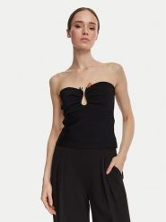 Guess Top W6YR37 Z1042 Czarny Slim Fit. Czarne topy damskie Guess, xs, z aplikacjami, z wiskozy, bez kołnierzyka, bez ramiączek. Za 394.99 zł.
