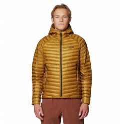 Kurtka z kapturem Mountain Hardwear Ghost Whisperer™. Żółte kurtki męskie MOUNTAIN HARDWEAR, bez wzorów, z puchu, sportowe, z kapturem. Za 1,649.00 zł.