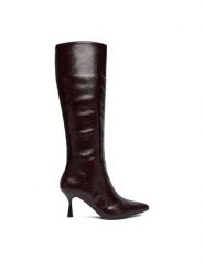 JENNY Kozaki CEO-3A9851-6 Bordowy. Czerwone kozaki damskie Jenny, bez wzorów, z materiału, bez obcasa, na szpilce, bez zapięcia. Za 229.99 zł.