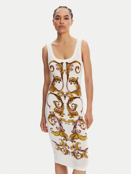 Versace Jeans Couture Sukienka codzienna 78HAO9P6 Biały Slim Fit. Białe sukienki damskie Versace Jeans Couture, na co dzień, bez wzorów, z jeansu, bez kołnierzyka, bez ramiączek, proste. Za 699.99 zł.