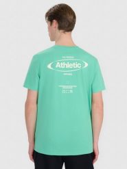4F T-shirt regular z nadrukiem męski - zielony 3XL. Zielone koszulki sportowe męskie 4F, m, bez wzorów, z bawełny, bez ramiączek. W wyprzedaży za 39.99 zł.