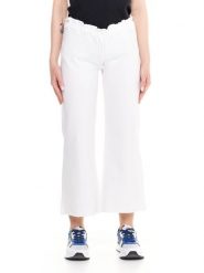 Bluza wygodny z bawełna z sznurek regulacyjny na co dzień. Białe bluzy damskie LEONE 1947 APPAREL, l, bez wzorów, z bawełny, bez ramiączek, bez kaptura. Za 261.02 zł.