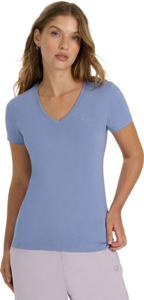 Koszulka damska 4F F2969 niebieska 4FWAW25TTSHF2969 32S M. Niebieskie bluzki damskie 4F, m, bez wzorów, bez kołnierzyka, bez ramiączek. Za 57.27 zł.