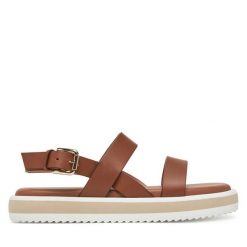 Sandały Pollini. Brązowe sandały damskie Pollini, bez wzorów, bez obcasa, na płaskiej podeszwie, bez zapięcia. Za 1,059.00 zł.