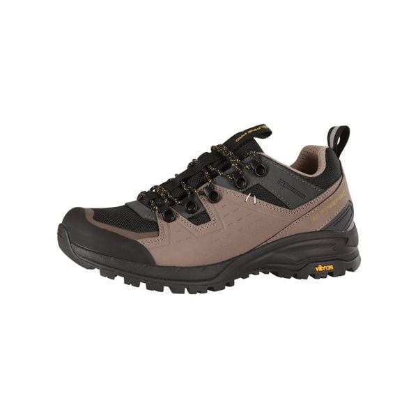 Buty trekkingowe niskie unisex Alpine Pro Omere Vibram. Brązowe buty zimowe męskie Alpine Pro, bez wzorów, przed kostkę, bez obcasa, bez zapięcia. W wyprzedaży za 399.00 zł.