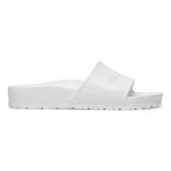Birkenstock Barbados EVA White Klapki Unisex. Białe klapki męskie Birkenstock, bez wzorów, z materiału, bez zapięcia. Za 199.99 zł.