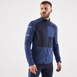 Bluza do biegania męska Kiprun Run 900 Warm ocieplana. Niebieskie bluzy męskie KIPRUN, na zimę, l, bez wzorów, z meshu, sportowe, bez ramiączek, bez kaptura. Za 179.99 zł.