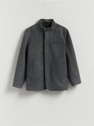 Marynarka regular fit - ciemnoszary. Szare marynarki męskie Reserved, l, bez wzorów, z tkaniny, bez kołnierzyka, bez ramiączek. Za 329.99 zł.
