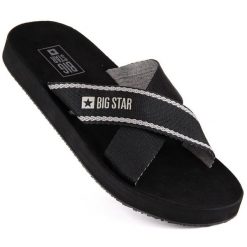 Klapki basenowe plażowe czarne Big Star NN274A059. Czarne klapki damskie bez wzorów, retro, bez obcasa, bez zapięcia. Za 166.30 zł.