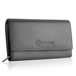 Portfel damski BETLEWSKI BPD-SS-12 SZARY. Szare portfele damskie Betlewski, ze skóry. Za 139.99 zł.