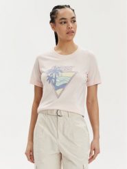 Guess T-Shirt Ss Rn Beach Triangle W4GI32 JA914 Różowy Regular Fit. Czerwone t-shirty damskie Guess, xs, z aplikacjami, z bawełny, bez kołnierzyka, bez ramiączek. Za 289.99 zł.