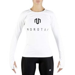 Koszulka treningowa damska Morotai Premium Brand Londgsleeve. Białe koszulki sportowe damskie MOROTAI, l, bez wzorów, z bawełny, bez ramiączek, na fitness i siłownię. W wyprzedaży za 91.00 zł.