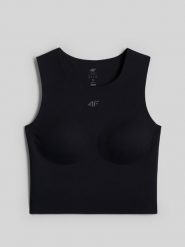 4F Crop top do jogi szybkoschnący damski - czarny XL. Czarne koszulki sportowe damskie 4F, l, bez wzorów, z materiału, bez ramiączek, na fitness i siłownię. Za 129.99 zł.