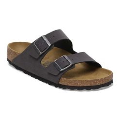 Klapki Birkenstock Arizona Bs Birko-Flor Nubuk 1029134 szare. Szare klapki męskie bez wzorów, z nubiku, bez zapięcia. Za 585.80 zł.