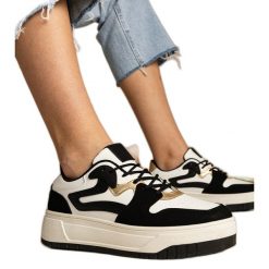 Czarne sneakersy trampki damskie sportowe. Czarne trampki i tenisówki damskie bez wzorów, z syntetyku, przed kostkę, bez zapięcia. Za 94.52 zł.