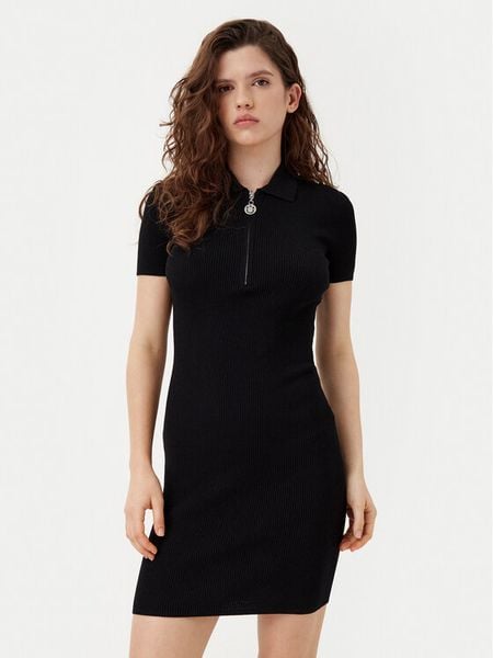 HUGO Sukienka dzianinowa Sholerdi 50532239 Czarny Regular Fit. Czarne sukienki damskie Hugo, l, bez wzorów, z dzianiny, bez kołnierzyka, bez ramiączek. Za 349.99 zł.