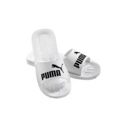 Klapki męskie Puma Purecat. Białe klapki męskie Puma, bez wzorów, z materiału, bez zapięcia. Za 175.00 zł.